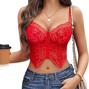 NWT Red Sexy Lace Bustier Top